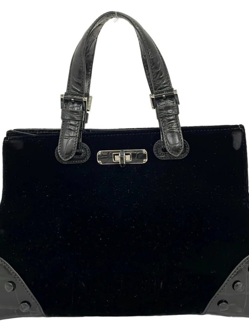 GIORGIO ARMANI Black Velour Leather Handbag